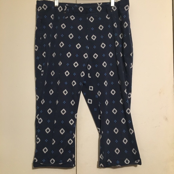 Terra & Sky Denim - Women’s 1XL Blue Print Capri Jegginags